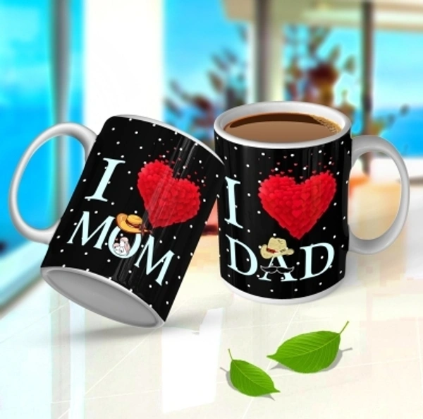 gift mafia MOM DAD ceramic coffee, Anniversary, Birthday, Father's Day, Mother's Day, Tea Cup (330 Ml Each) Set Of 2 mug Ceramic Coffee Mug