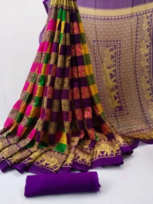 Abc1340 Checkered Bhagalpuri Art Silk, Cotton Silk SareeColor: Black, Navy Blue, PurpleStyle Code :SP_F_1550_1Pattern :CheckeredPack of :1Secondary Color :PurpleOccasion :Party & FestiveConstruction Type :Bandhani||Bhagalpuri||Everyday Casual||Festive Look||Floral prints||For Daywear||Geometric Print||Geometrical Pattern||Kalamkari||Kanjeevaram||Occasional Sari/Party Sari||Silk||Silk colle