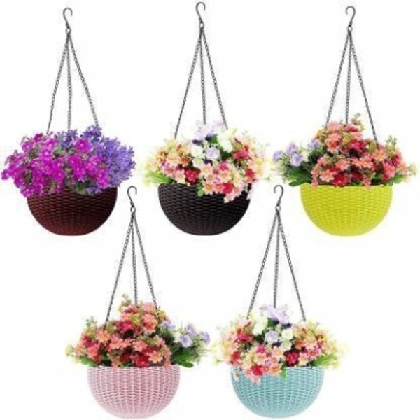 Hanging Baskets Waven FlowerPot with Hanging Chain