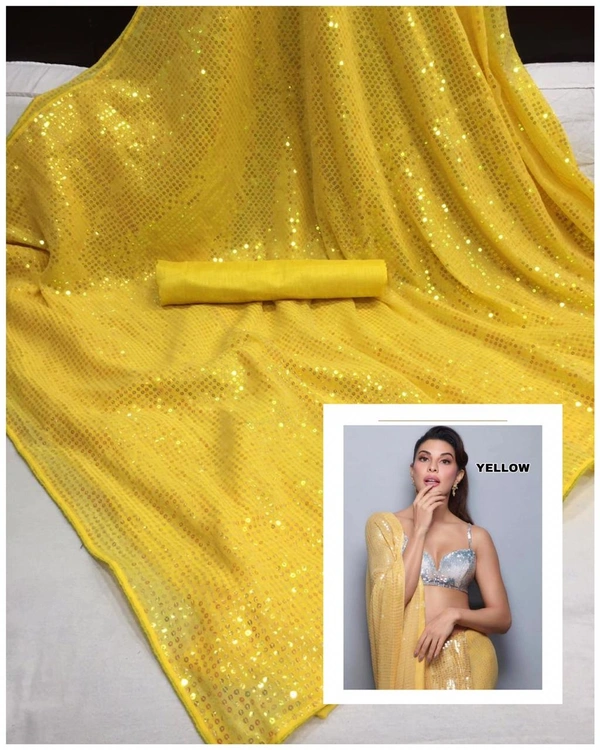 Ready To Wear Ns 26 Sequence Work Saree - Waist Size Need, Blue, Online Payment