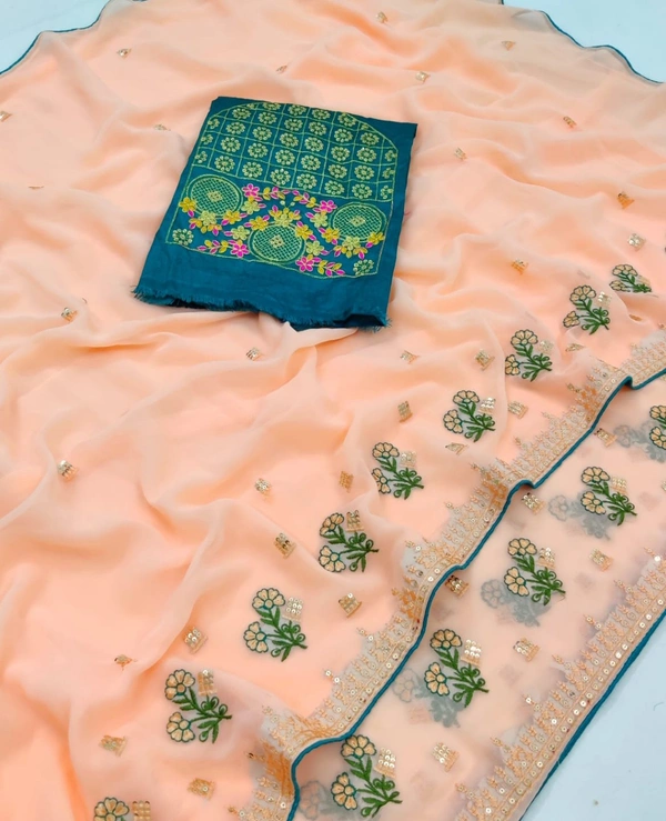 Shree Nakoda Enterprise NEW EXCLUSIVE SEQUENCE WORK SAREE - A1