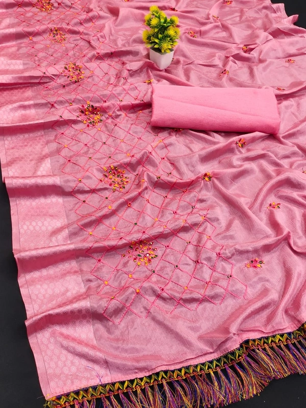 CATLOUGE – * NAKODA MINAKSHI*🌹Saree Fabric –chinon patta silk daid palen 5.40 Mtr*job@__ Embroidery & Border 🌹Blouse Fabric – Bangalori Silk 0.8 Mtr (Unstich) **🌹FULL STOCK READY*🌹SINGLE PCS READY🌹FULL SET READY😍Believe in Good Quality Product😍