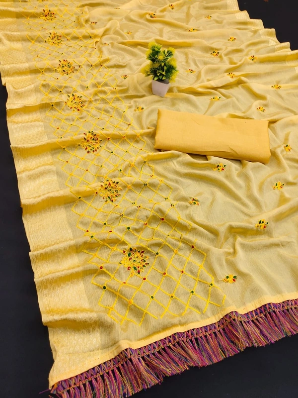 CATLOUGE – * NAKODA MINAKSHI*🌹Saree Fabric –chinon patta silk daid palen 5.40 Mtr*job@__ Embroidery & Border 🌹Blouse Fabric – Bangalori Silk 0.8 Mtr (Unstich) **🌹FULL STOCK READY*🌹SINGLE PCS READY🌹FULL SET READY😍Believe in Good Quality Product😍