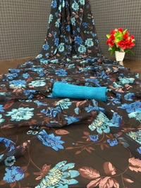 π *Georgette With Beautiful Digital Printed Saree*π *Banglory Silk In Contrast Colour Blouse*π _*Blouse Unstitched*_ πΈ πΈπ§π» *Once Give Opportunity, Coustomer Satisfaction Is Our Goal* - 1