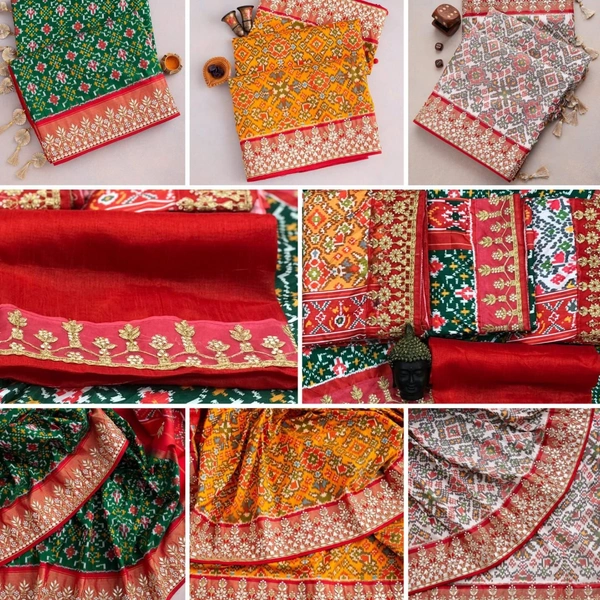 π§΅ *SAREE :- Heavy Vichitra Silk With Beautiful Patola Digital Print And Embroidery Gota Patti + Sequence On Border Work*π§΅ *BLOUSE :- Banglory Silk With Same As Saree Border Design On Blouse Sleeves Work*π¨ _*NOTE :- Blouse Unstitched*_ * πΈπ§π» *Once Give Opportunity, Coustomer Satisfaction Is Our Goal* - 2