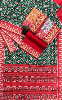 π§΅ *SAREE :- Heavy Vichitra Silk With Beautiful Patola Digital Print And Embroidery Gota Patti + Sequence On Border Work*π§΅ *BLOUSE :- Banglory Silk With Same As Saree Border Design On Blouse Sleeves Work*π¨ _*NOTE :- Blouse Unstitched*_ * πΈπ§π» *Once Give Opportunity, Coustomer Satisfaction Is Our Goal* - 3