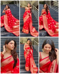 π *BRAND :- SHREE NAKODA ENTERPRISE CREATION* π *FABRIC : SOFT LICHI SILK CLOTH.**DESIGN : BEAUTIFUL RICH PALLU & JACQUARD WORK ON ALL OVER THE SAREE.**BLOUSE : CONTRAST EXCLUSIVE JACQUARD BORDER.* π -* π β‘οΈ *100% BEST QUALITY* β¬
οΈπ *Once Give Opportunity , Coustomer Satisfaction Is Our Goal*