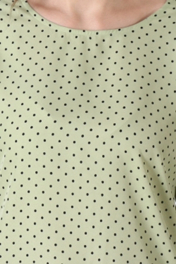 Casual Polka Print Women Green TopColor: Black, Green, Maroon, Navy, WhiteSize: S, M, L, XLColor Code :GreenStyle Code :SPY_108_GreenSize :MFabric :CrepeOccasion :CasualFabric Care :Regular Machine WashPattern :Polka Print7 Days Return Policy, No questions asked. - Xl