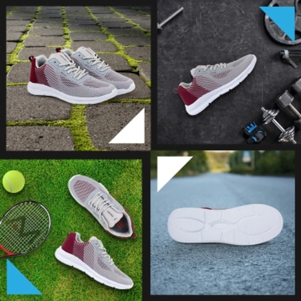Asian asian Delta-14 sports shoes for men | Latest Stylish Casual sport shoes for men | running shoes for boys | Lace up Lightweight grey shoes for running, walking, gym, trekking, hiking & party Running Shoes For MenColour: Grey, Maroon1.2 inch Heel HeightOuter Material: FabricInner Material: Soft breathable fabric lining which prevents sweatingClosure: Lace-UpsPattern: Mesh10 Days Retu - 7