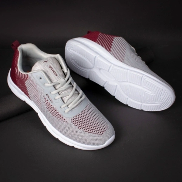 Asian asian Delta-14 sports shoes for men | Latest Stylish Casual sport shoes for men | running shoes for boys | Lace up Lightweight grey shoes for running, walking, gym, trekking, hiking & party Running Shoes For MenColour: Grey, Maroon1.2 inch Heel HeightOuter Material: FabricInner Material: Soft breathable fabric lining which prevents sweatingClosure: Lace-UpsPattern: Mesh10 Days Retu - 7