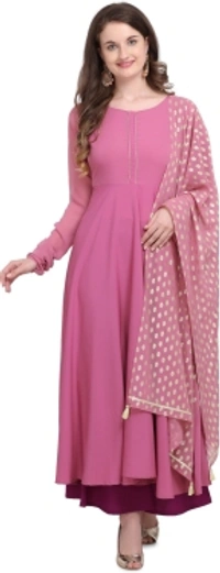 THE FAB FACTORY Women Kurta and Dupatta SetGeorgette, Crepe FabricFull SleeveSolid PatternColor: PinkFor Women10 Days Return Policy, No questions asked. - XL