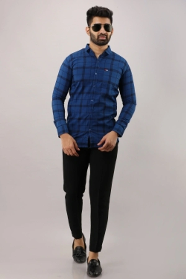 Surhi Men Checkered Casual Blue ShirtFabric: Pure CottonSlim Fit, Full SleevePattern: CheckeredSet of 1. , 10 Days Return Policy, No questions asked. - S