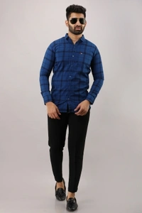 Surhi Men Checkered Casual Blue ShirtFabric: Pure CottonSlim Fit, Full SleevePattern: CheckeredSet of 1. , 10 Days Return Policy, No questions asked. - XXl