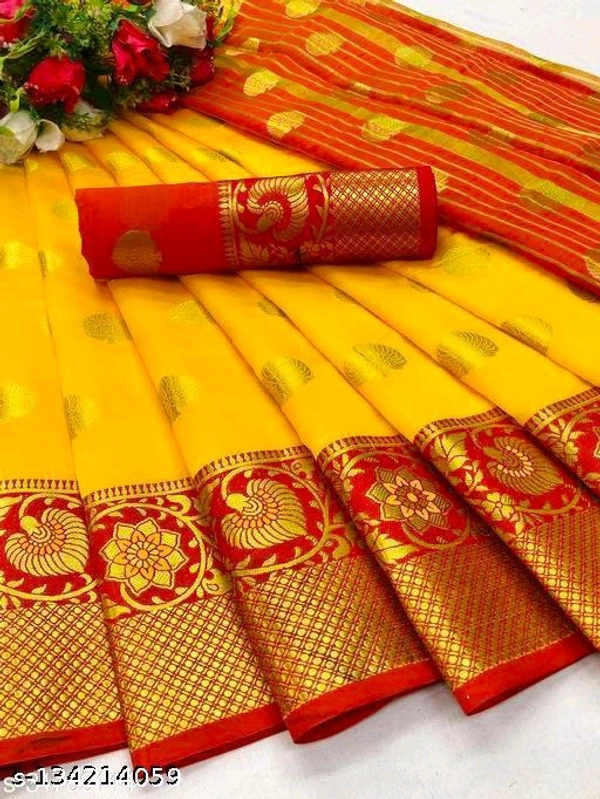 Banarasi Art Silk jequrad sareeName: Banarasi Art Silk jequrad sareeSaree Fabric: CottonBlouse: Separate Blouse PieceBlouse Fabric: Cotton SilkPattern: Zari WovenBlouse Pattern: Same as BorderNet Quantity (N): SingleSizes: Free Size (Saree Length Size: 5.5 m, Blouse Length Size: 0.8 m) Country of Origin: India - 2