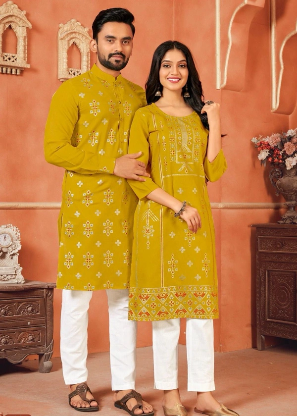 Cute Couple Matching Kurta Kurti Set With Pazama - Boys Kurta Pyjama M41, Girls Top Pant M38