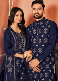 Cute Couple Matching Kurta Kurti Set With Pazama - Boys Kurta Pyjama M41, Girls Top Pant M38