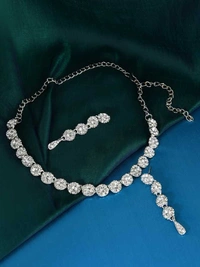 Jewel Set  -  Alloy, Silver, TC103, 5, .
