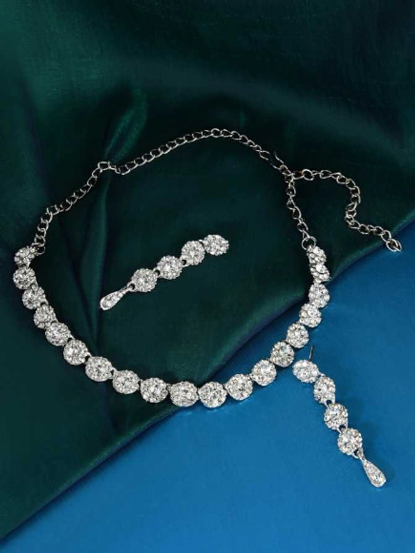 Jewel Set  -  Alloy, Silver, TC103, 5, .