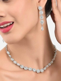Jewel Set  -  Alloy, Silver, TC103, 5, .
