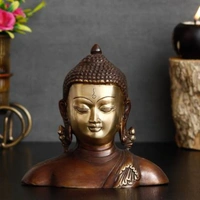 Meditating Buddha Brass Antique Showpiece - 15.9 cm - Brass, Dimensions: 16.9 cm x 15.9 cm x 7.97 cm, TC106, 5, Suitable For: Table, 1555 g, ., .