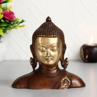 Meditating Buddha Brass Antique Showpiece - 15.9 cm - Brass, Dimensions: 16.9 cm x 15.9 cm x 7.97 cm, TC106, 5, Suitable For: Table, 1555 g, ., .