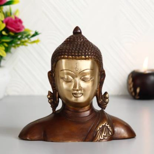 Meditating Buddha Brass Antique Showpiece - 15.9 cm - Brass, Dimensions: 16.9 cm x 15.9 cm x 7.97 cm, TC106, 5, Suitable For: Table, 1555 g, ., .