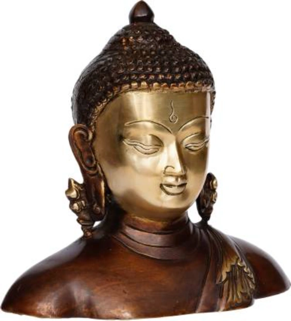 Meditating Buddha Brass Antique Showpiece - 15.9 cm - Brass, Dimensions: 16.9 cm x 15.9 cm x 7.97 cm, TC106, 5, Suitable For: Table, 1555 g, ., .