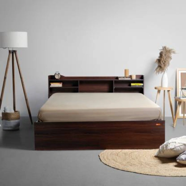 Engineered Wood Queen Box Bed  -  Engineered Wood,  Chestnut Dark, Width 163 cm Height 80 cm Depth 218 cm, TC110, 5,  Cancellation NOT allowed for this product after 24 hrs of order booking.,  95 kg, ., ✅
