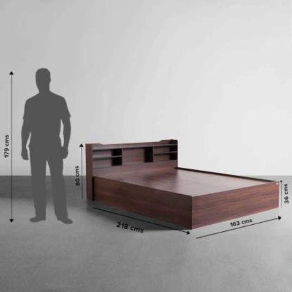 Engineered Wood Queen Box Bed  -  Engineered Wood,  Chestnut Dark, Width 163 cm Height 80 cm Depth 218 cm, TC110, 5,  Cancellation NOT allowed for this product after 24 hrs of order booking.,  95 kg, ., ✅