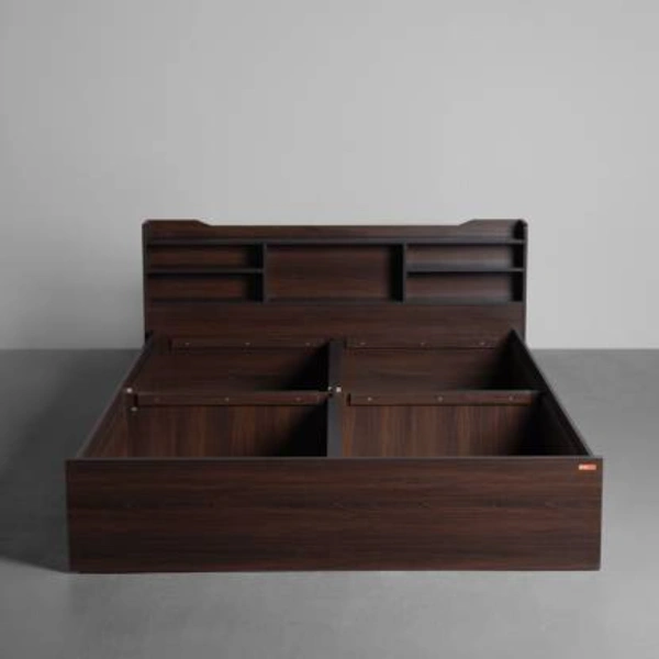 Engineered Wood Queen Box Bed  -  Engineered Wood,  Chestnut Dark, Width 163 cm Height 80 cm Depth 218 cm, TC110, 5,  Cancellation NOT allowed for this product after 24 hrs of order booking.,  95 kg, ., ✅