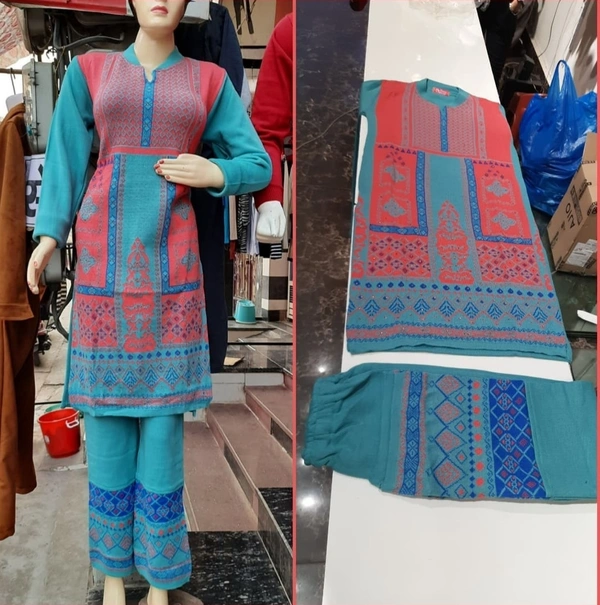 WOLLEN KURTI WITH PANT PLAZO - Same as shown in picture, XL