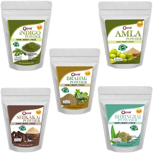 OEHB 5 in 1 Amla Shikakai indigo Bhringraj and Brahmi Powder 225g Each 50g