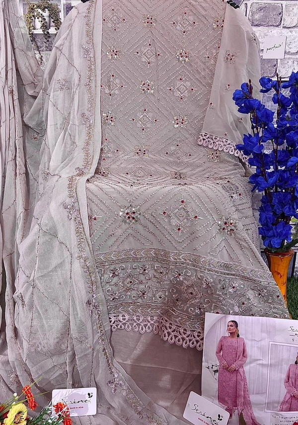 Serine Semi Stitched Pakistani Suit - Kangaroo