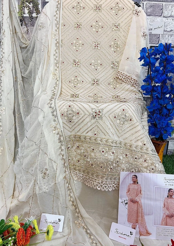 Serine Semi Stitched Pakistani Suit - Kangaroo