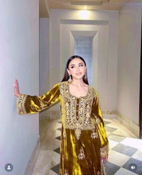 LC- HEAVY VELVET TOP WITH BEAUTIFUL EMBROIDERED &  HEAVY VELVET PLAZZO  - Saddle Brown, XL, 1 Kg