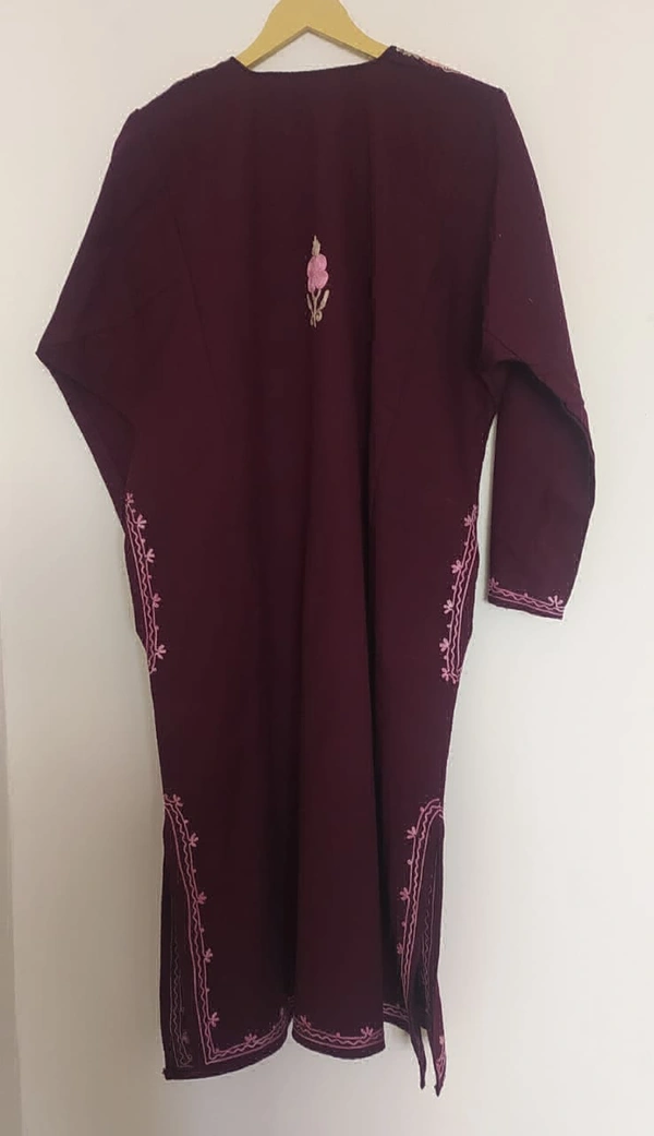Kashmiri Aari Work Pheran  - Maroon, Free Size, Length 44