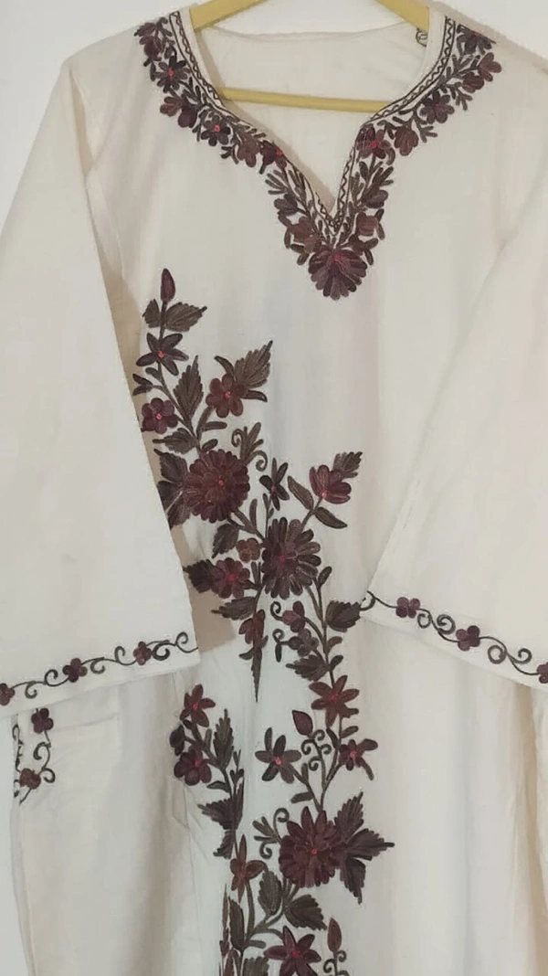 Kashmiri Aari Work Pheran  - Half and Half, Length 44, Free Size