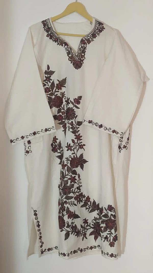 Kashmiri Aari Work Pheran  - Half and Half, Length 44, Free Size