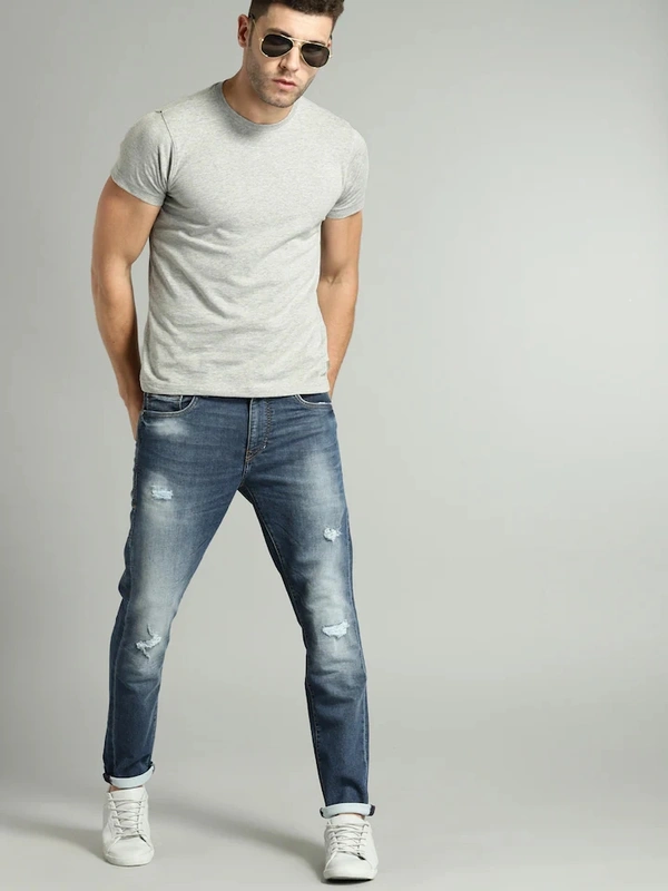 Fambruh Men tshirt Solid Round Neck Regular Sleeves  T-shirt - L