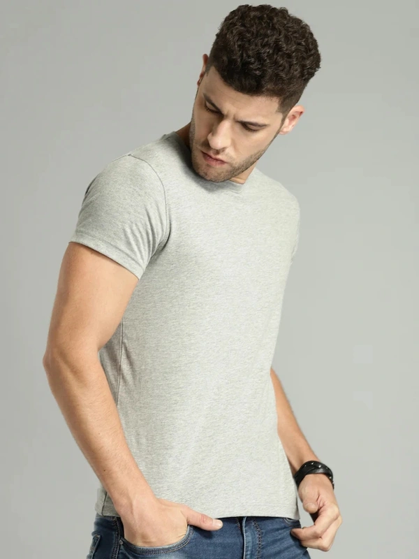 Fambruh Men tshirt Solid Round Neck Regular Sleeves  T-shirt - L