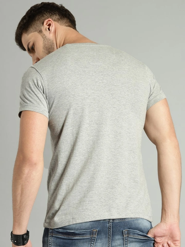 Fambruh Men tshirt Solid Round Neck Regular Sleeves  T-shirt - L