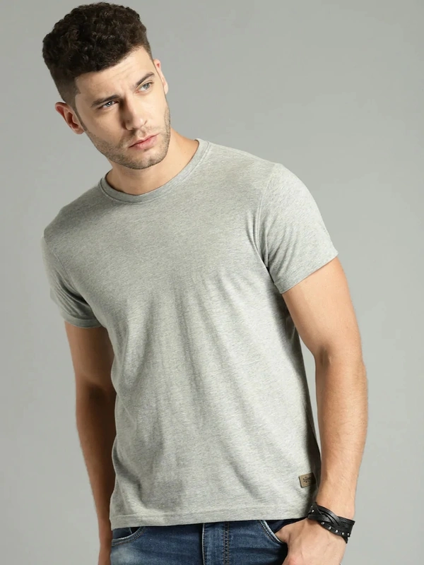 Fambruh Men tshirt Solid Round Neck Regular Sleeves  T-shirt - L