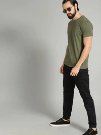 Fambruh Men tshirt Solid Round Neck Regular Sleeves  T-shirt - XXL