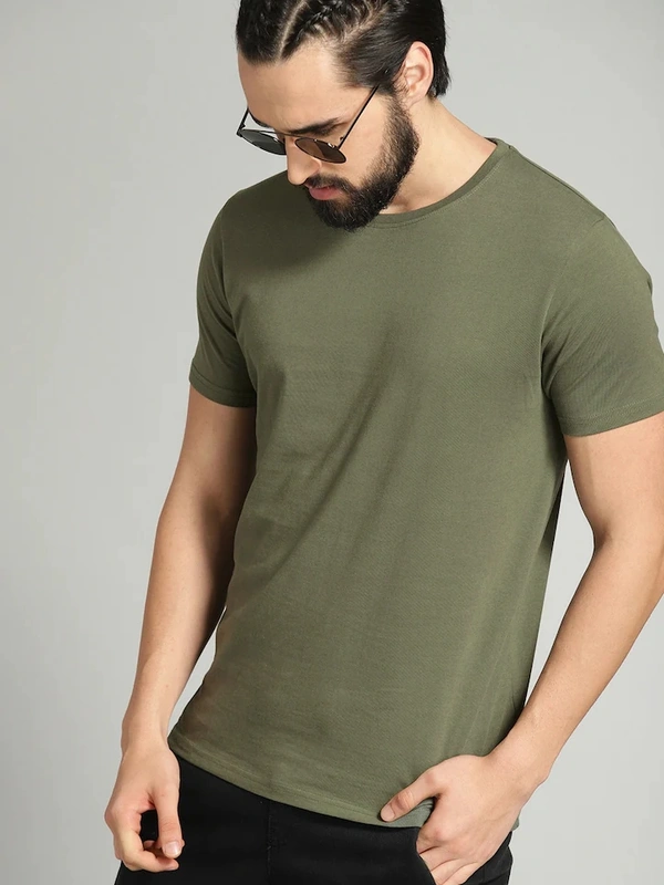 Fambruh Men tshirt Solid Round Neck Regular Sleeves  T-shirt - XXL
