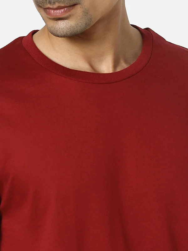 Men tshirt Solid Round Neck Regular Sleeves  T-shirt - L