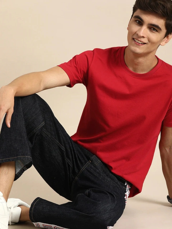 Men tshirt Solid Round Neck Regular Sleeves  T-shirt - XXL
