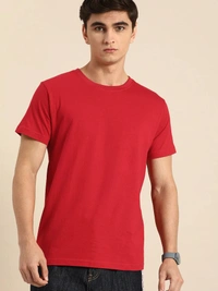 Men tshirt Solid Round Neck Regular Sleeves  T-shirt - XL