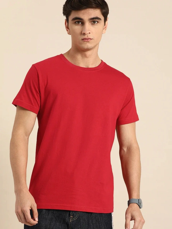 Men tshirt Solid Round Neck Regular Sleeves  T-shirt - XL