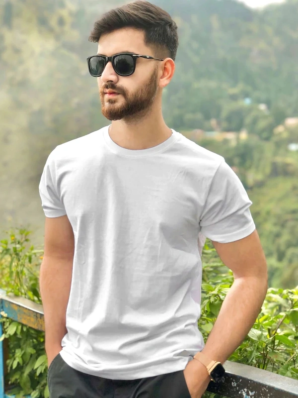 Men tshirt Solid Round Neck Regular Sleeves  T-shirt - XXL