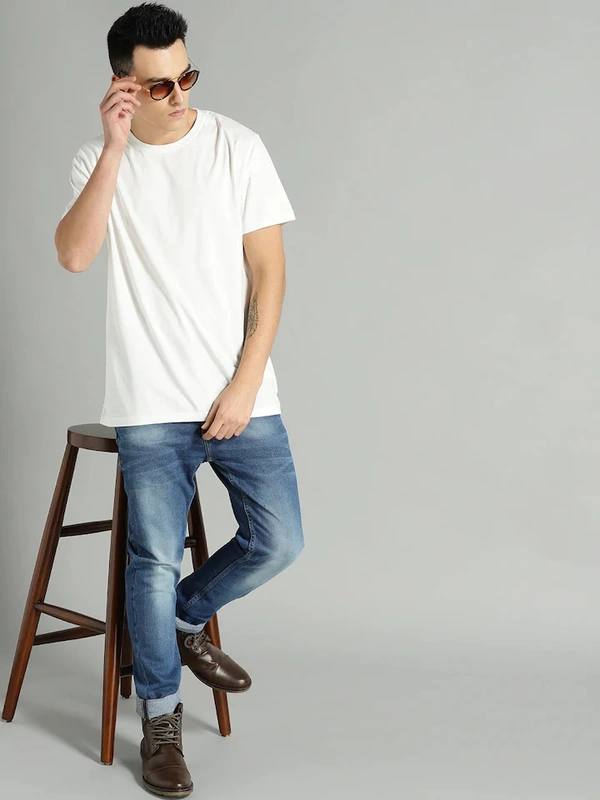 Men tshirt Solid Round Neck Regular Sleeves  T-shirt - XL